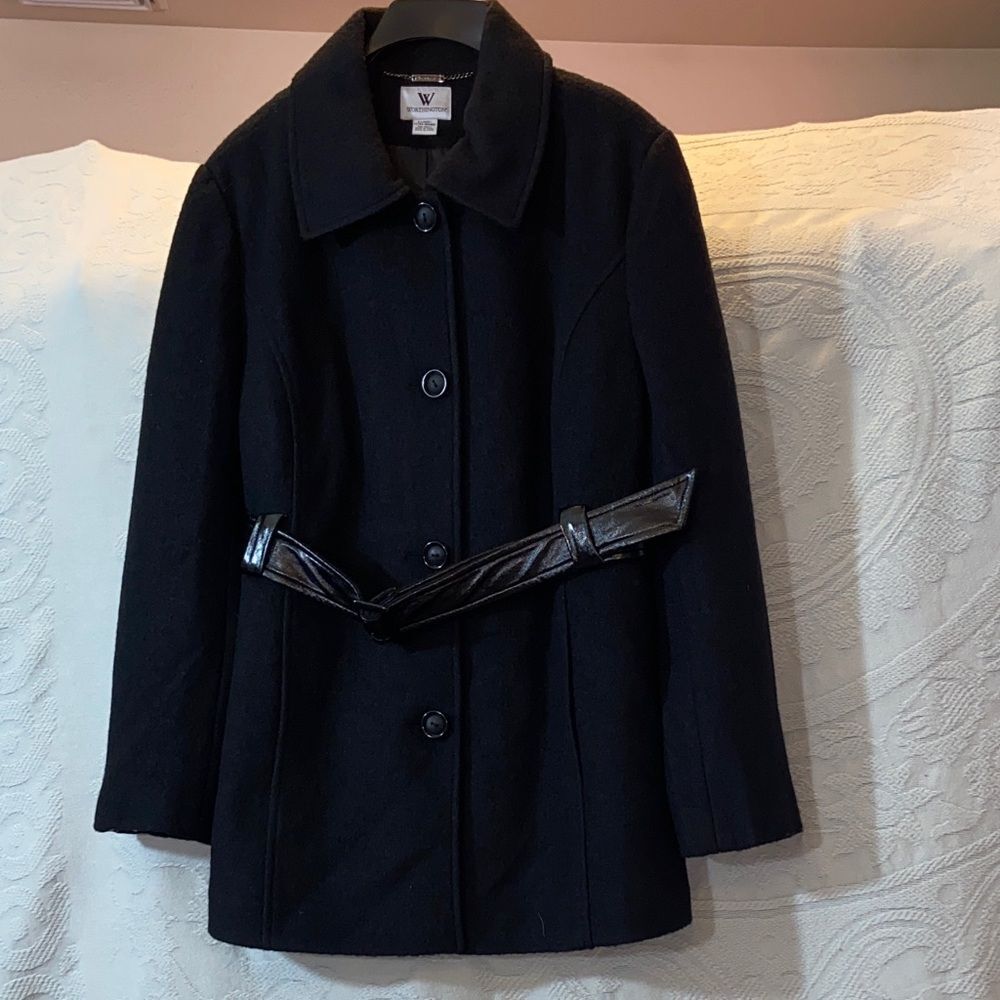 Worthington Black Trench Coat Classic Timeless Design New No Tag Size XL
